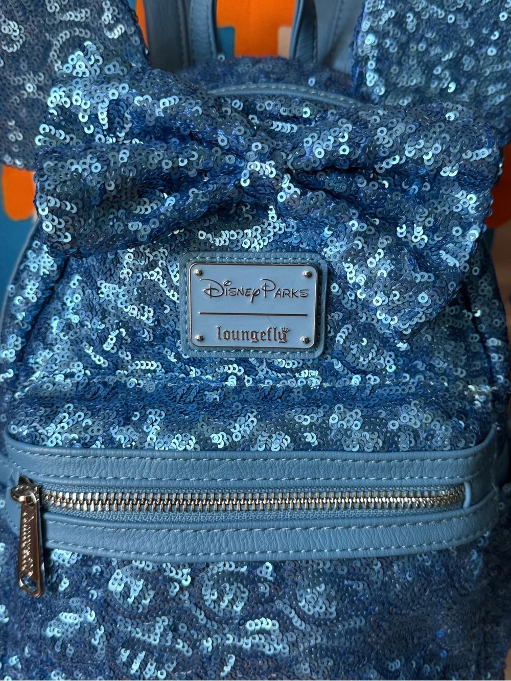 Disney Sparkling Blue Sequin Mini Backpack with Mouse Ears